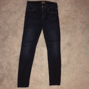 Dark Wash Mother Cropped Skinny Jeans